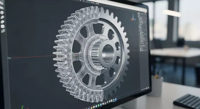 Ekran komputera z włączonym programem CAD podczas eksportowania modelu do druku 3D