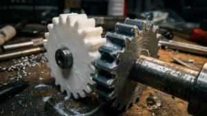 Wydrukowane w 3D współpracujące ze sobą zębatki mechaniczne pokryte smarem